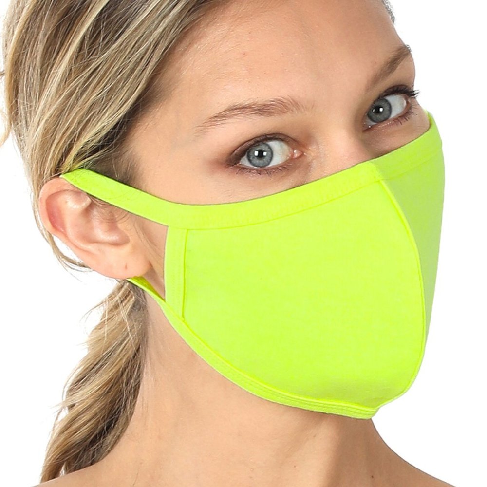 Neon Lime Cotton Face Mask with Filter Pocket